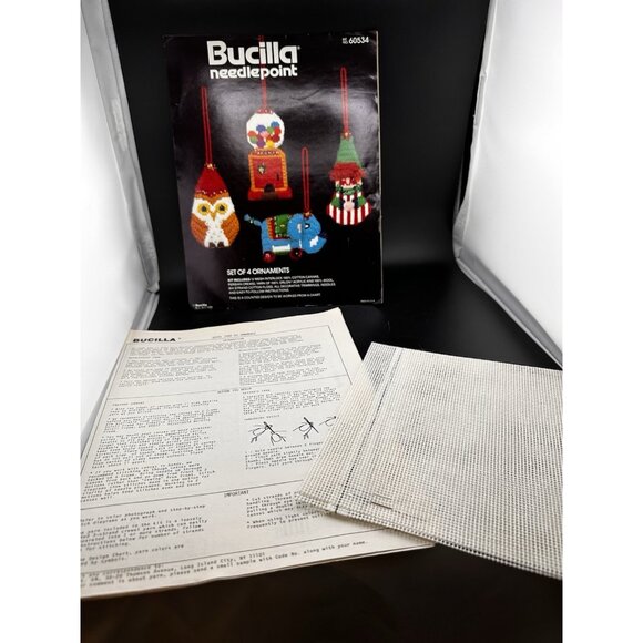 Vtg Bucilla Set Of 4 Toy Ornament Needlepoint Kit 60534 Incomplete READ MORE - Picture 2 of 9